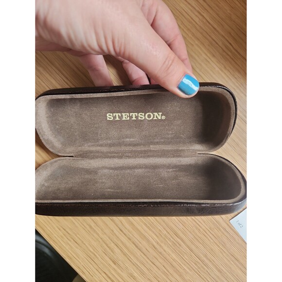 Stetson Brown Leather Glasses Case - Picture 4 of 5